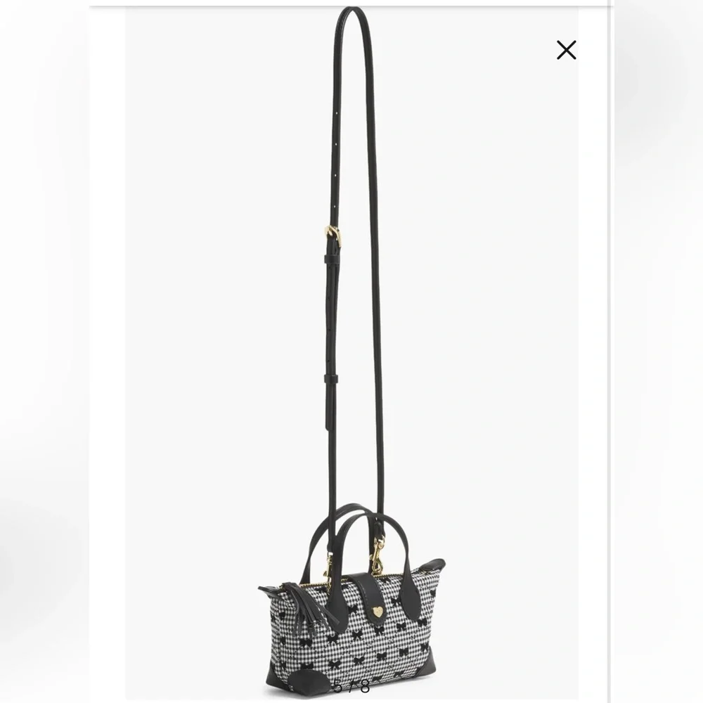NWT Stoney Clover Lane Pouchette Black &‎ White Bow Houndstooth Crossbody Bag